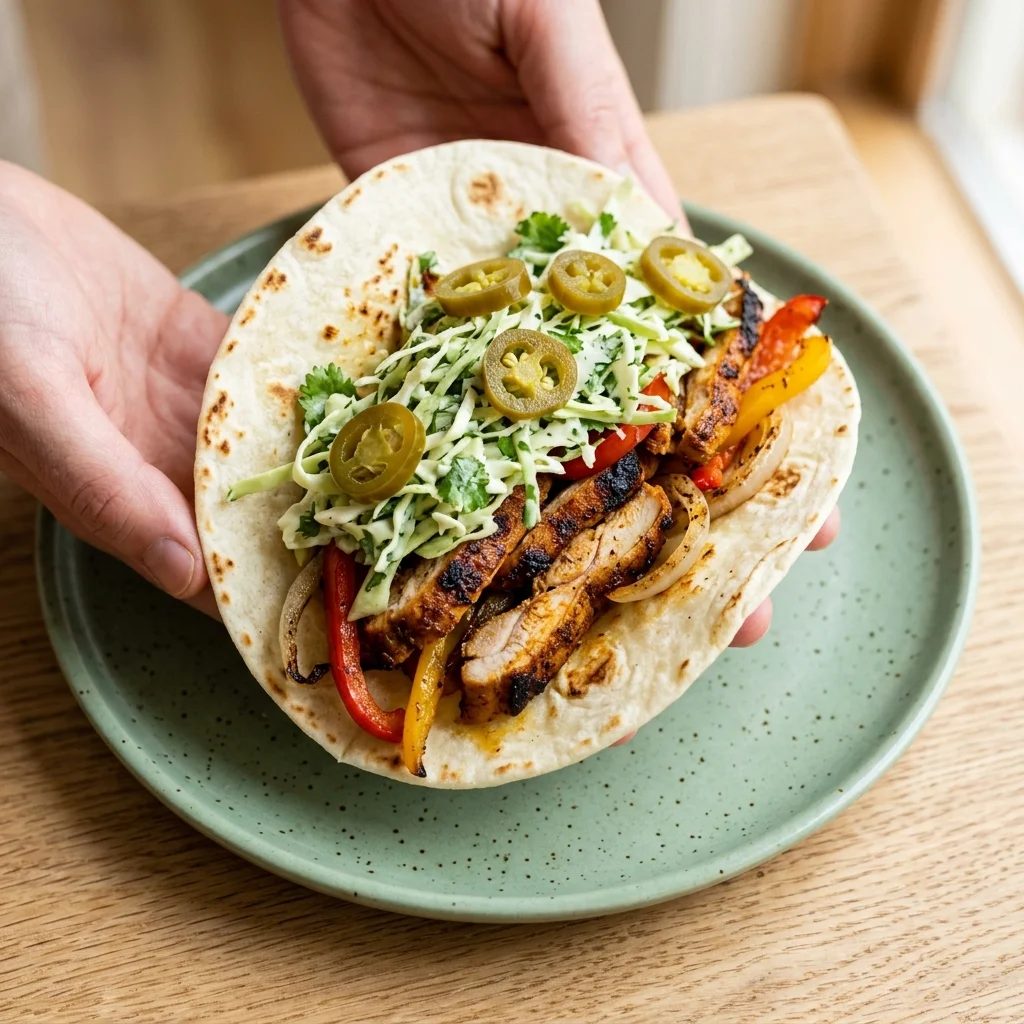 Pickled Jalapeño Chicken Fajitas with Cilantro Slaw