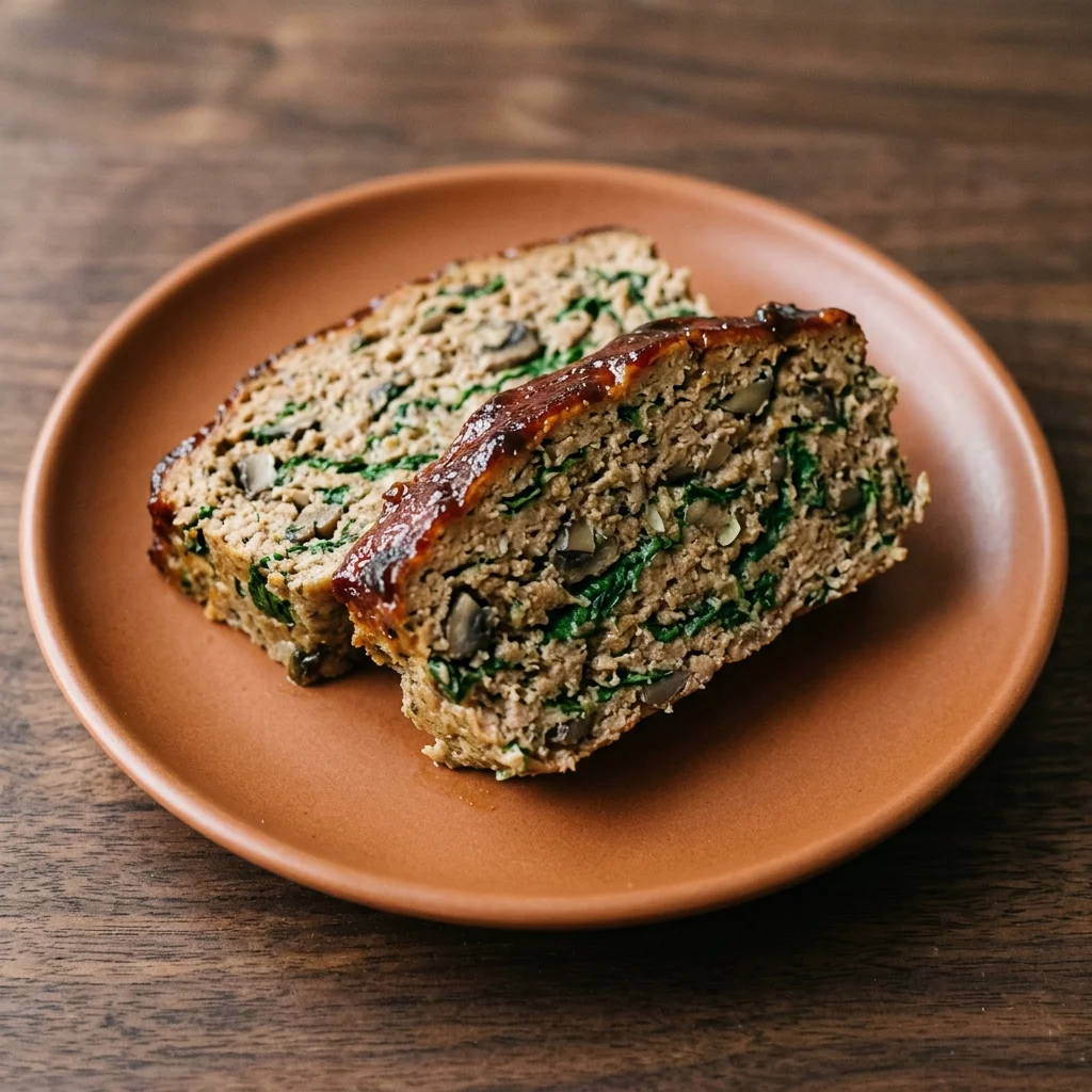Turkey Meatloaf with Mushrooms and Spinach