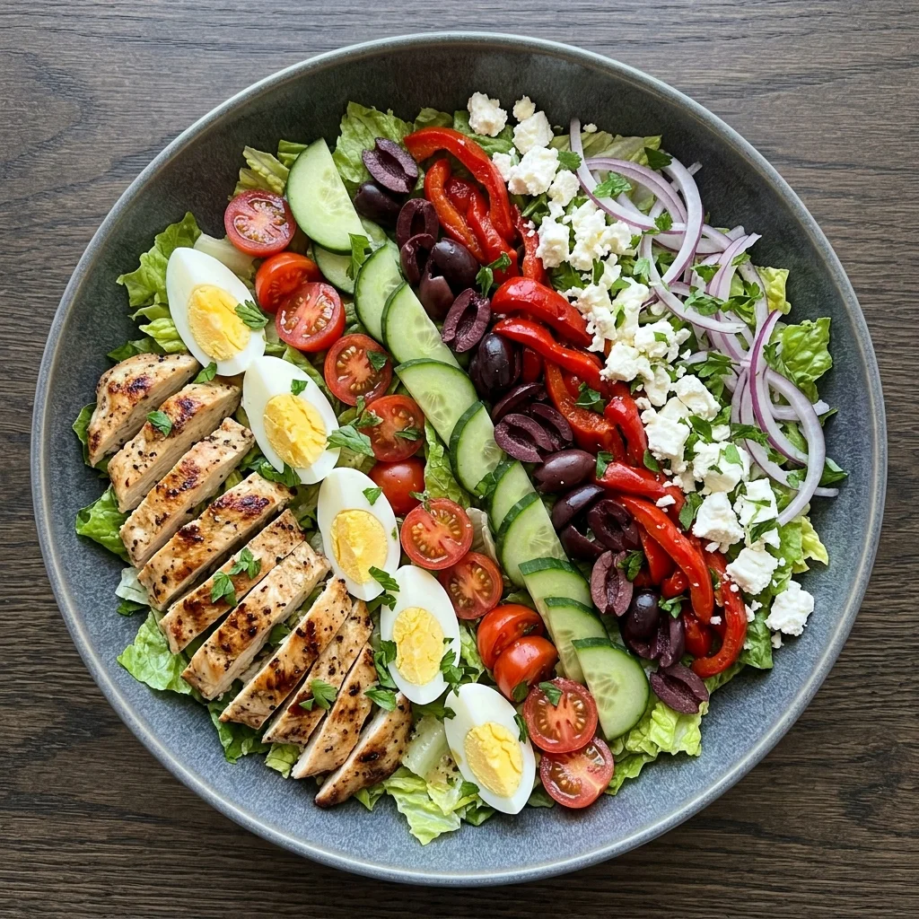Mediterranean Cobb Salad with Feta and Olives