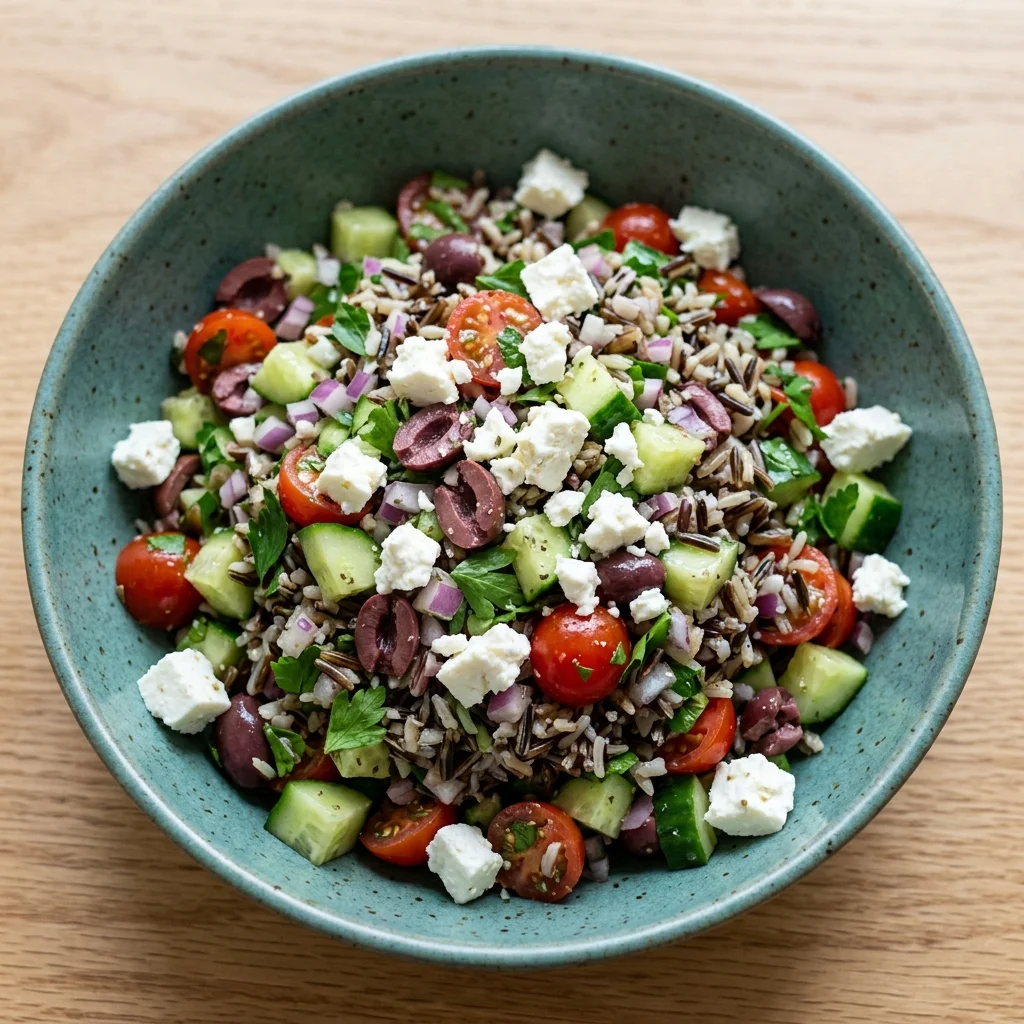 Mediterranean Wild Rice Salad with Feta and Olives