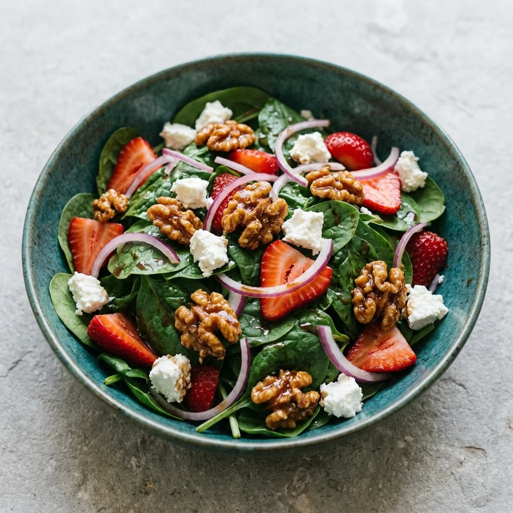 Spinach and Goat Cheese Salad with Candied Walnuts and Balsamic Vinaigrette