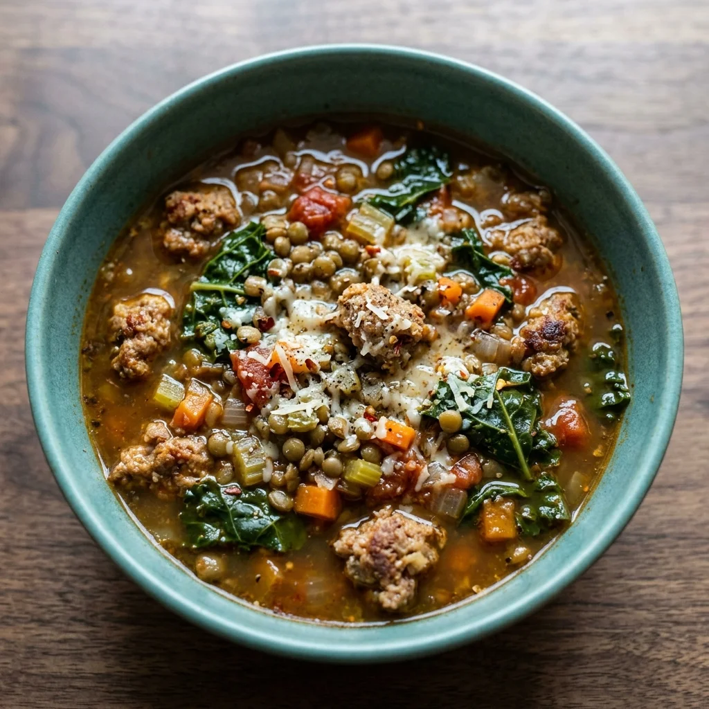 Lentil Sausage Soup with Kale