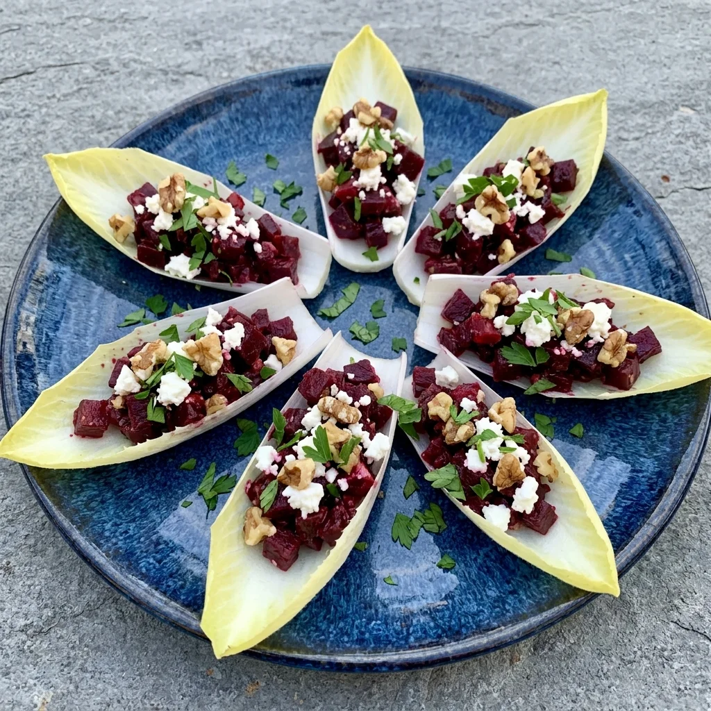 Gluten Free Beet and Feta Endive Boats