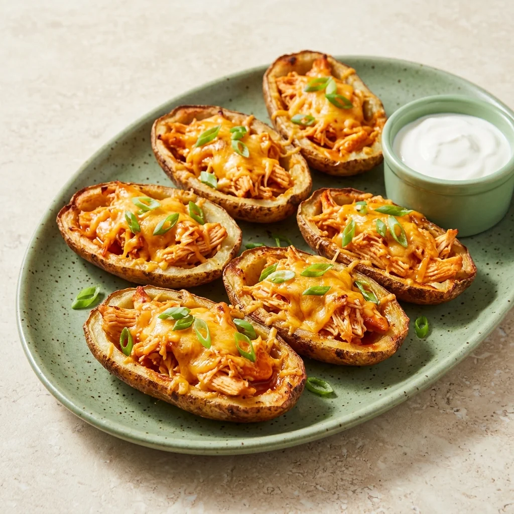 Gluten Free Buffalo Chicken Potato Skins