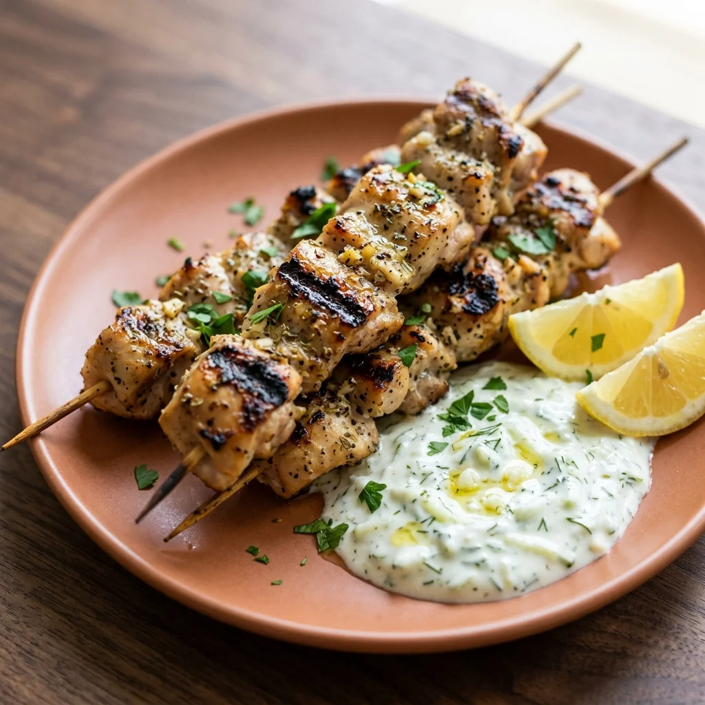 Gluten Free Greek Chicken Skewers