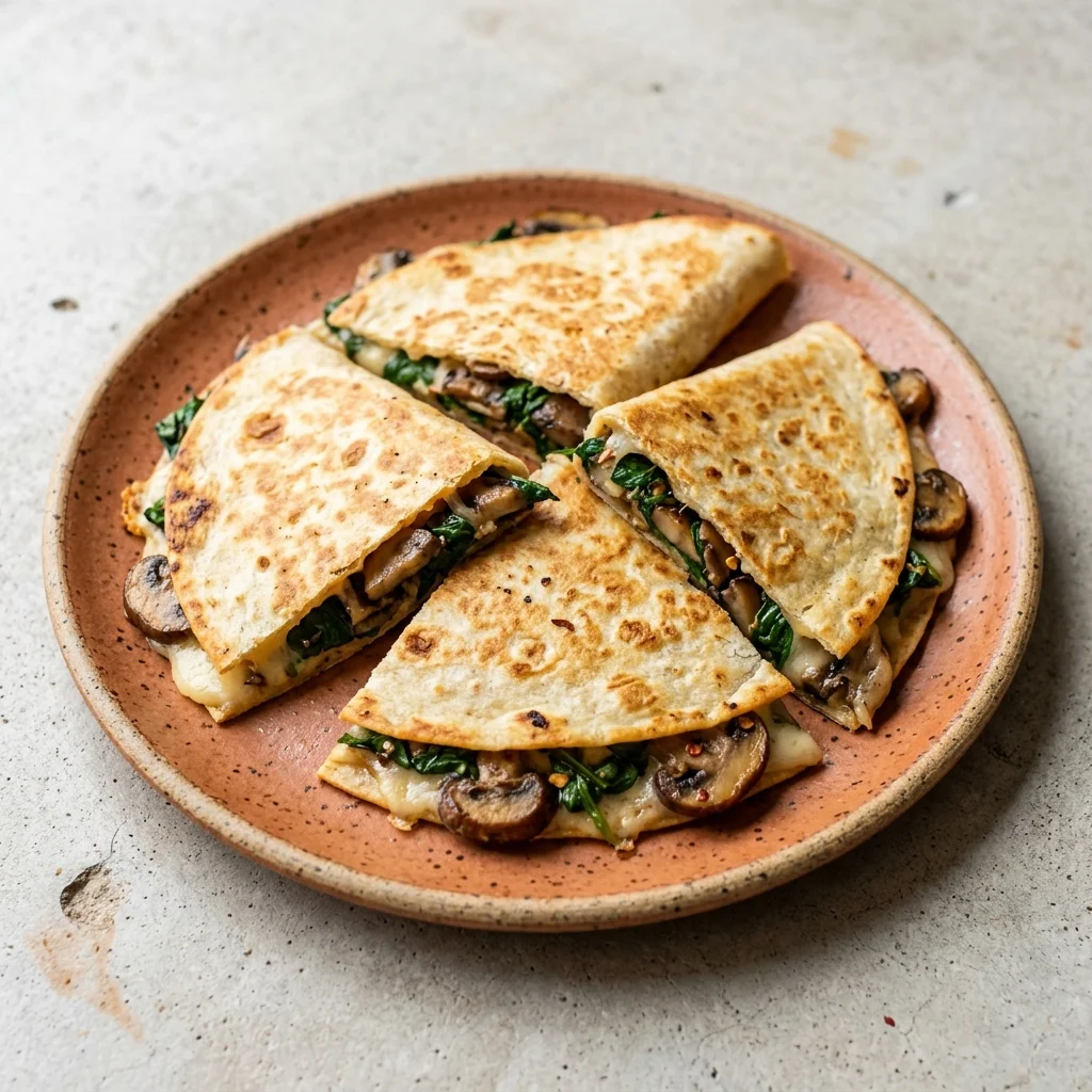 Gluten Free Mushroom Spinach Quesadillas