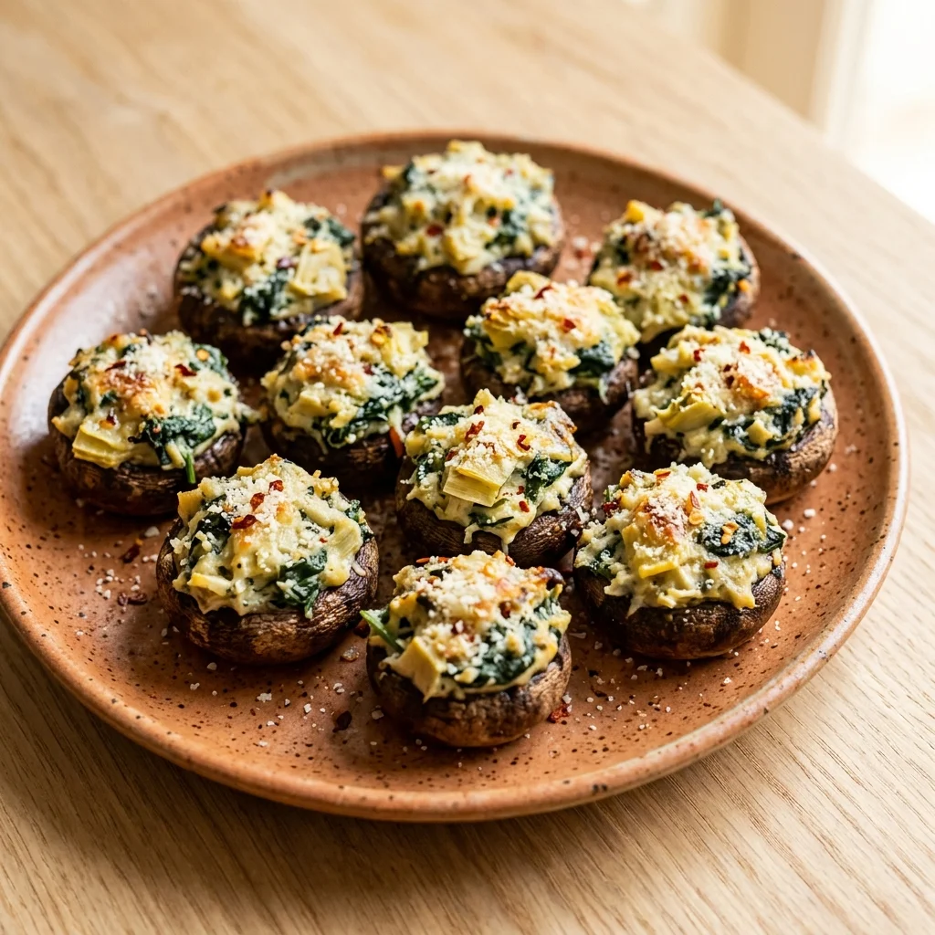 Gluten Free Spinach Artichoke Stuffed Mushrooms