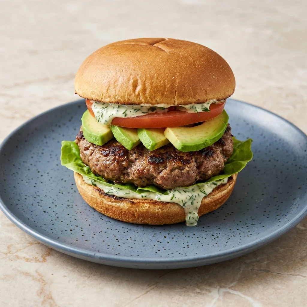 Gluten Free Avocado Ranch Lamb Burger