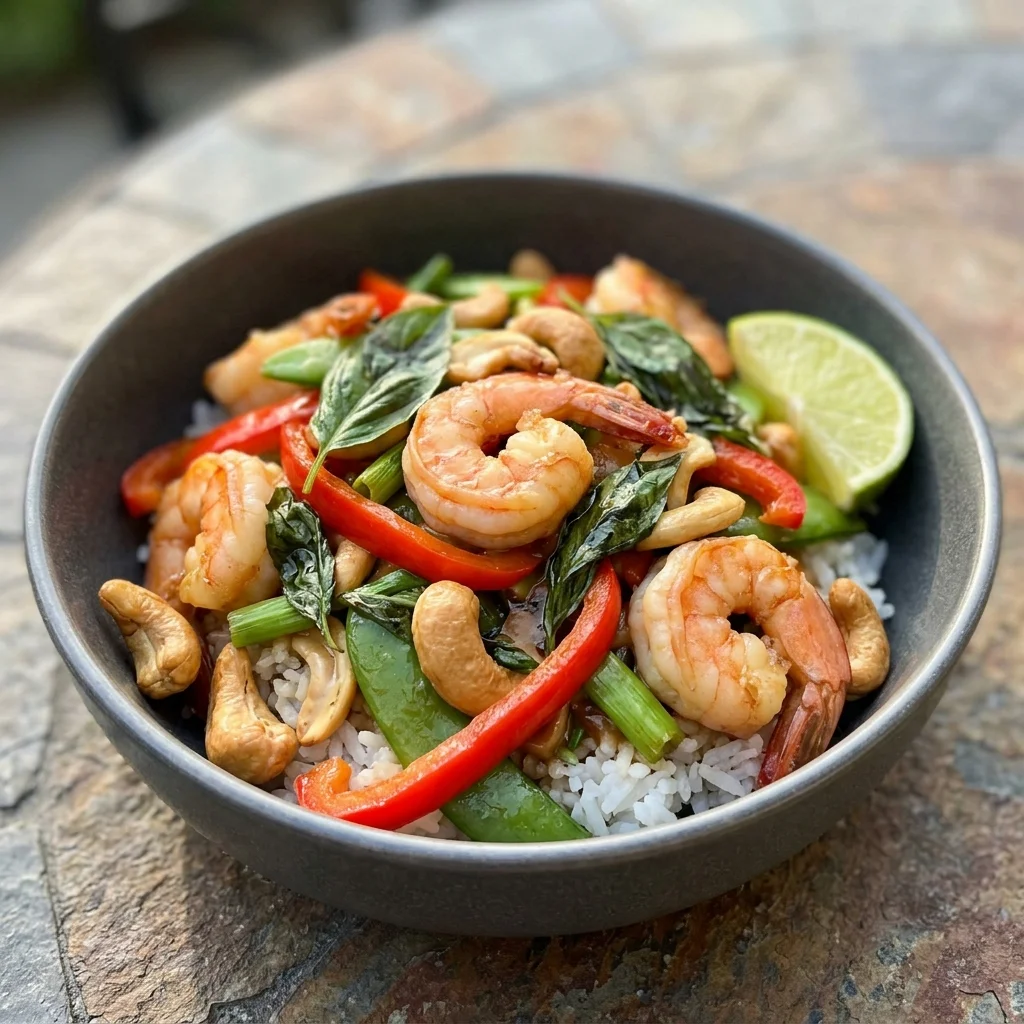 Gluten Free Cashew Basil Shrimp Stir-Fry