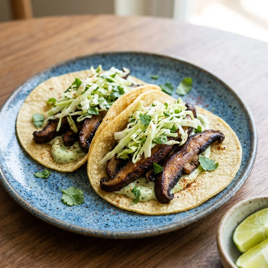 Gluten Free Cilantro-Lime Portobello Mushroom Tacos
