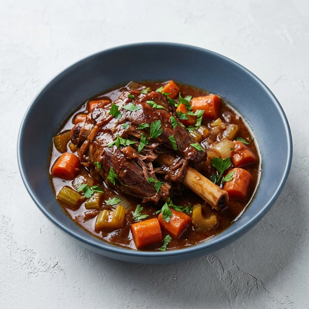 Gluten Free Lamb Shanks Braised in Red Wine