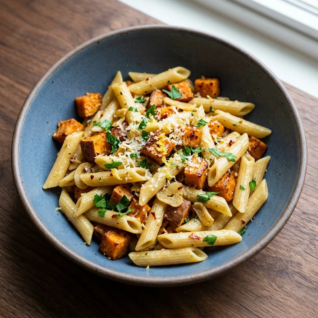 Gluten Free Lemon Garlic Sweet Potato Pasta