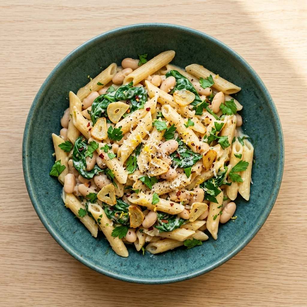 Gluten Free Lemon Garlic White Bean Pasta