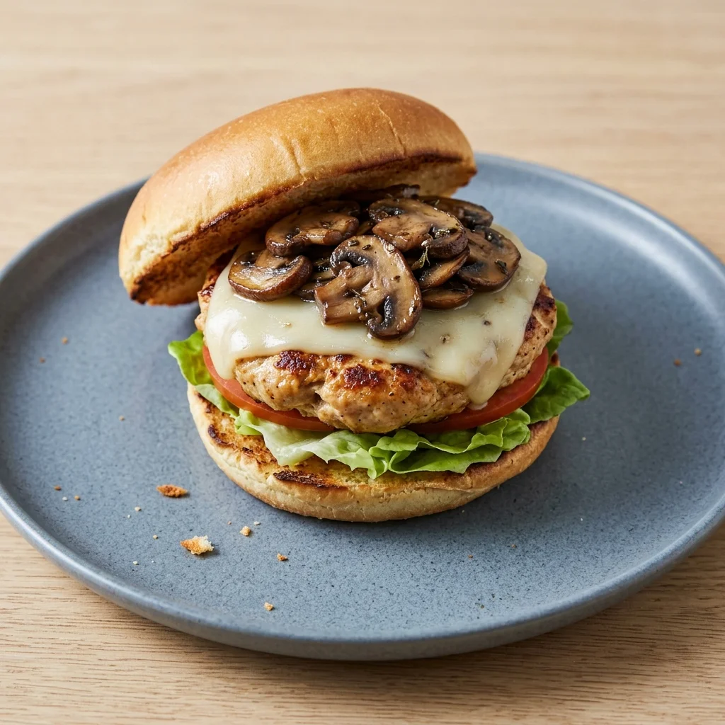 Gluten Free Mushroom Swiss Chicken Burger