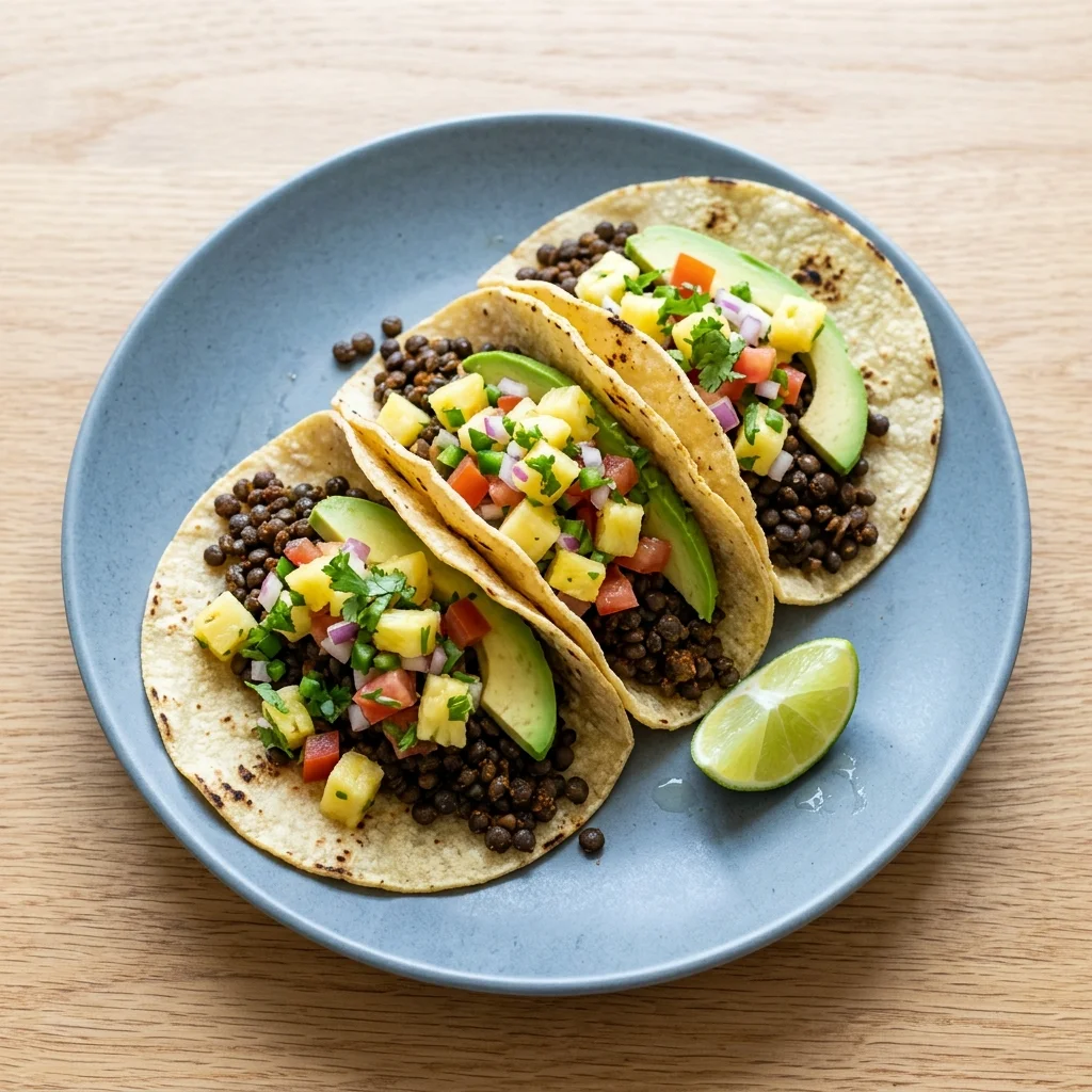 Gluten Free Pineapple Pico Lentil Tacos