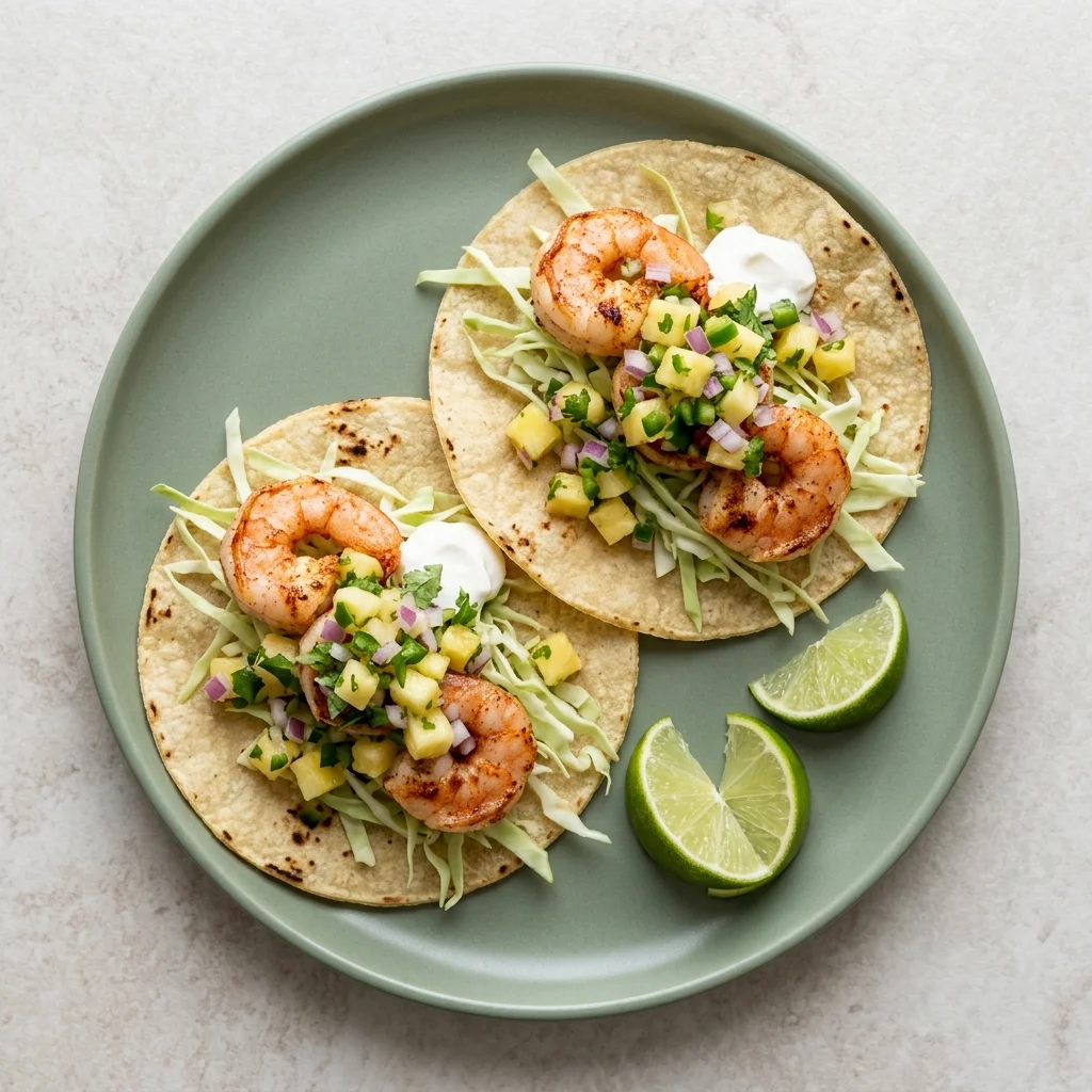 Gluten Free Pineapple Pico Shrimp Tacos