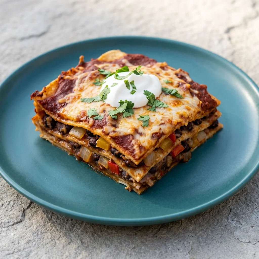 Gluten Free Red Chile Black Bean Enchilada Casserole