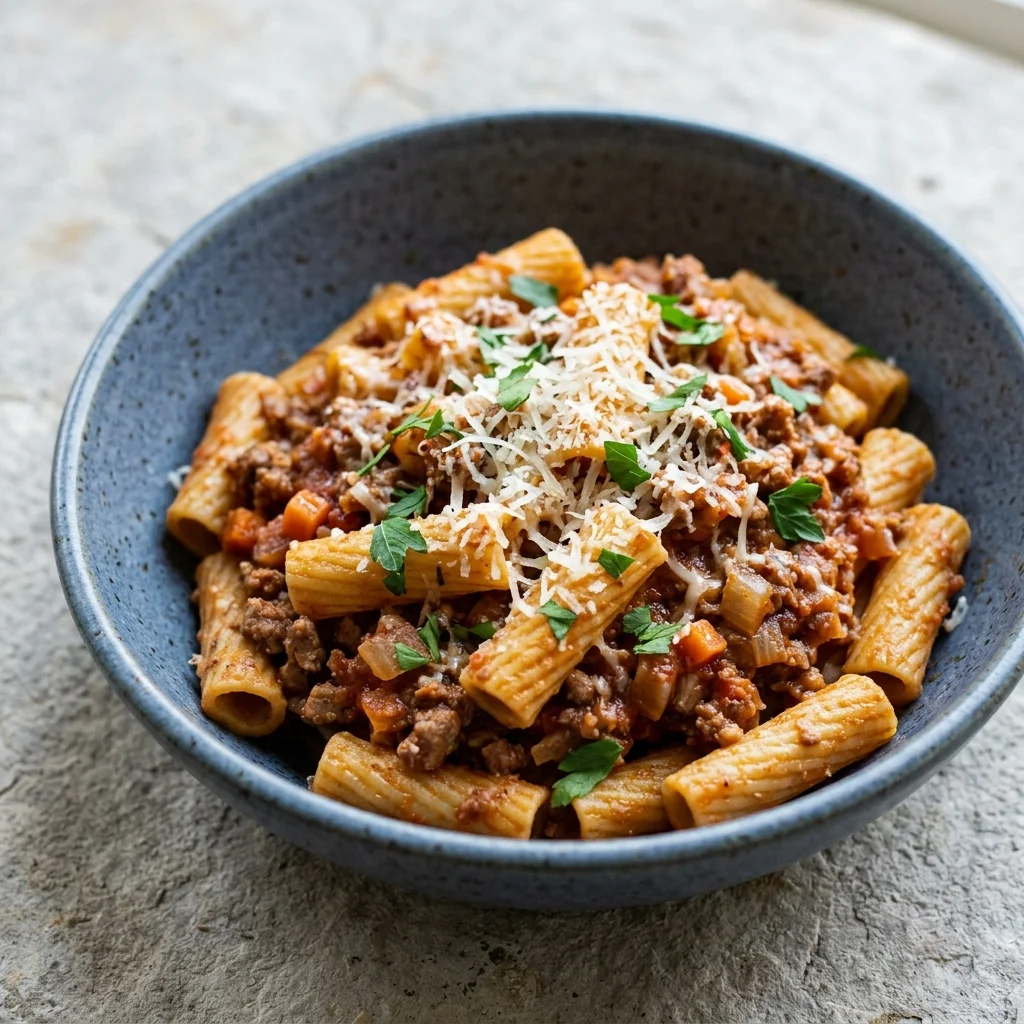 Gluten Free Rigatoni Bolognese