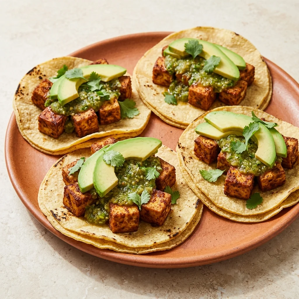 Gluten Free Salsa Verde Tofu Tacos