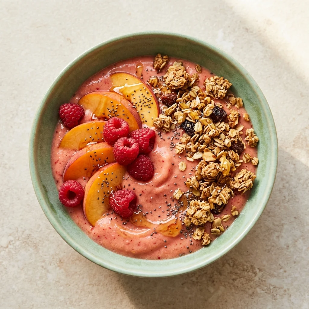Gluten Free Peach Raspberry Smoothie Bowl
