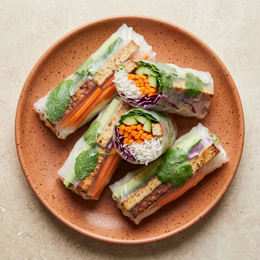 Gluten Free Tofu Peanut Rice Paper Rolls