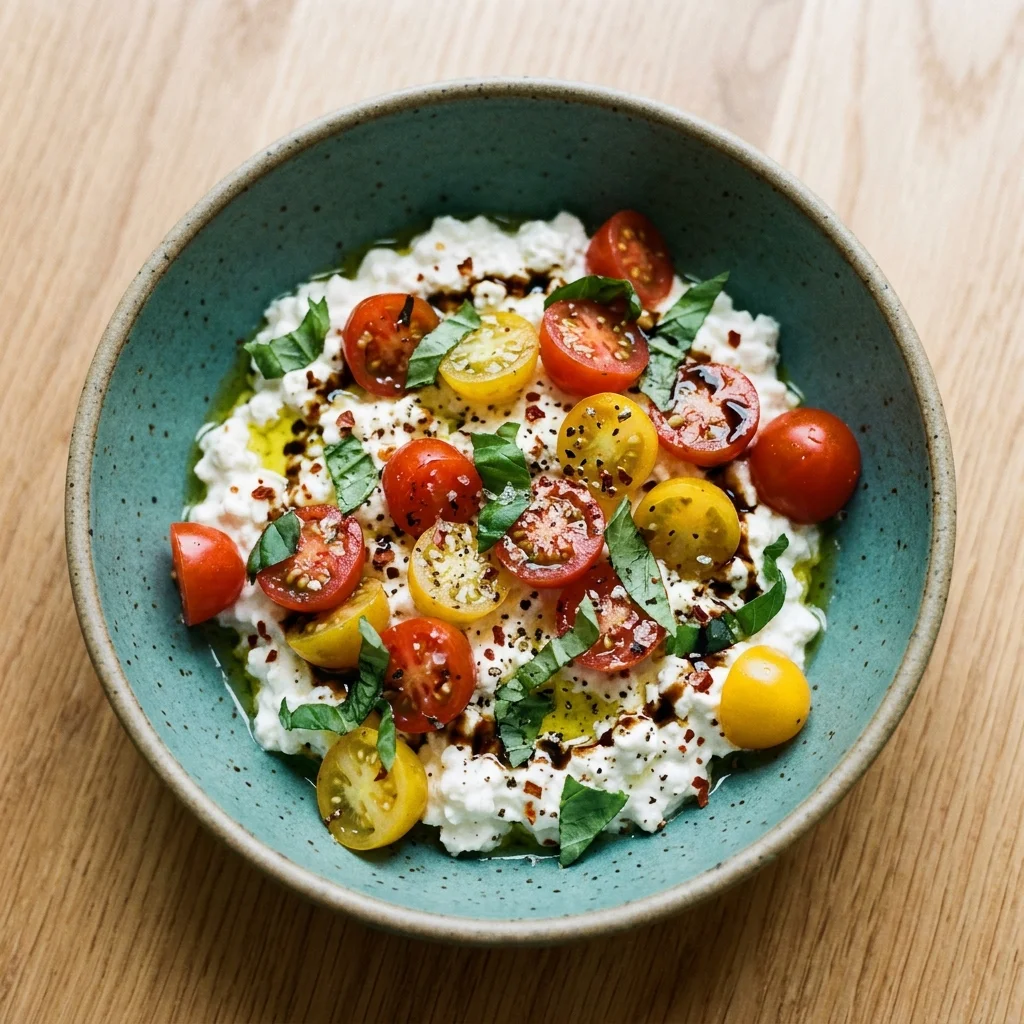 Gluten Free Tomato Basil Cottage Cheese Bowl