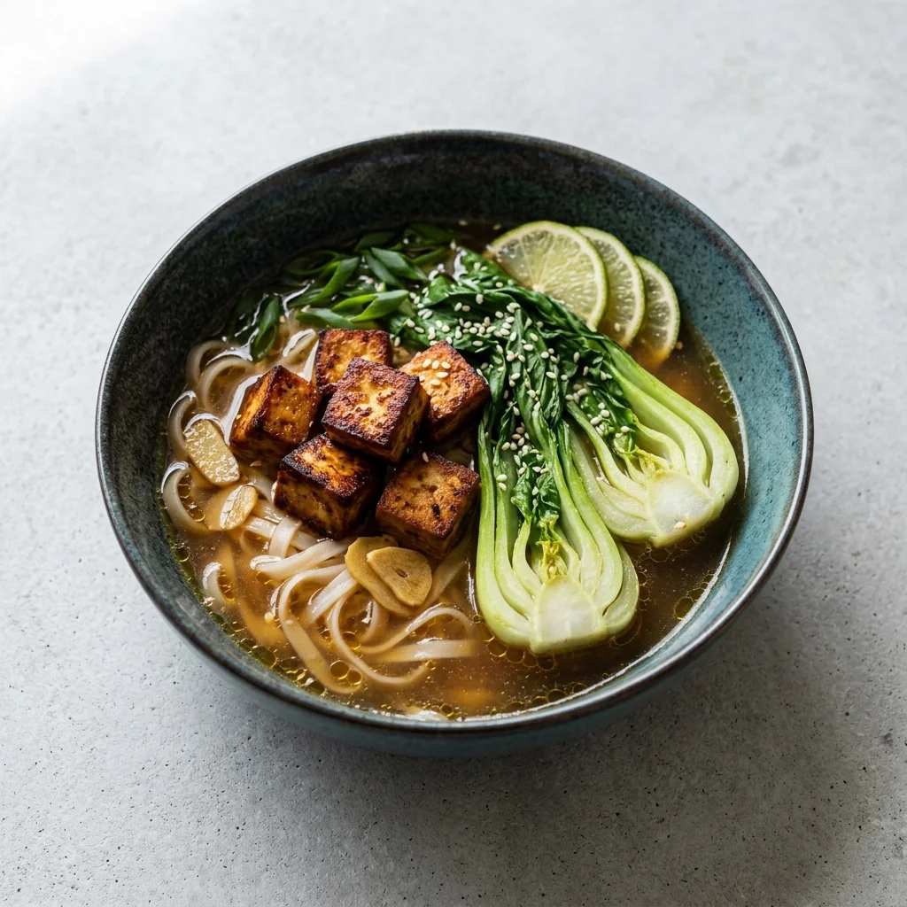 Gluten Free Tofu Ginger Rice Noodle Soup