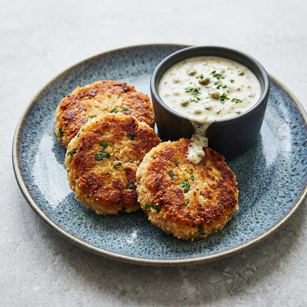 Tuna Patties with Lemon Caper Sauce