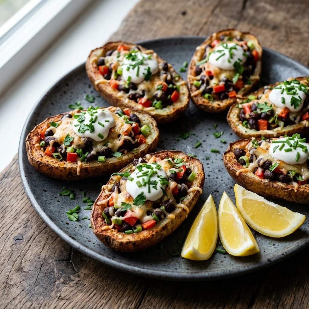 Vegan Loaded Potato Skins with Lemon and Fresh Herbs