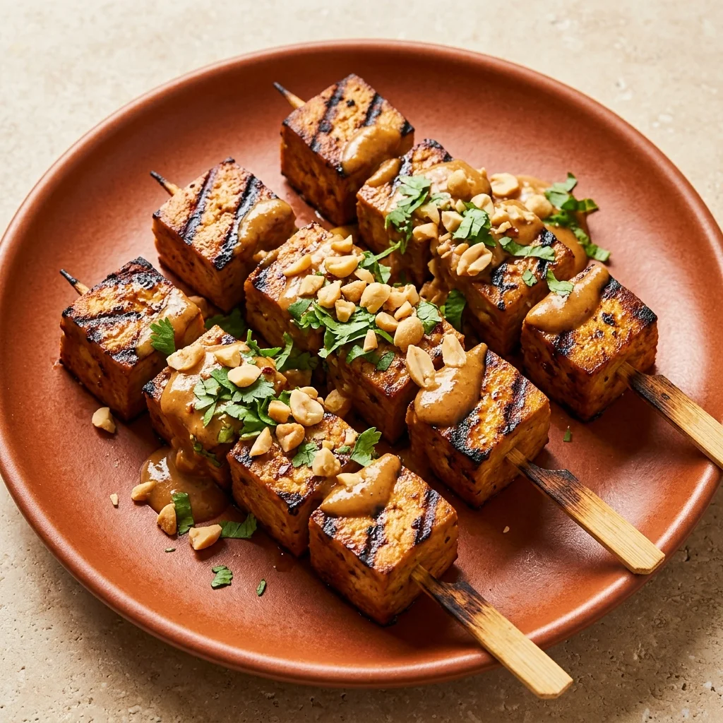 Vegan Peanut Tofu Skewers