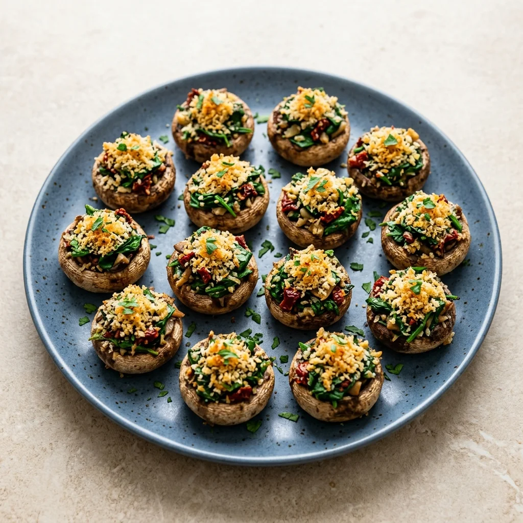 Vegan Spinach Stuffed Mushrooms