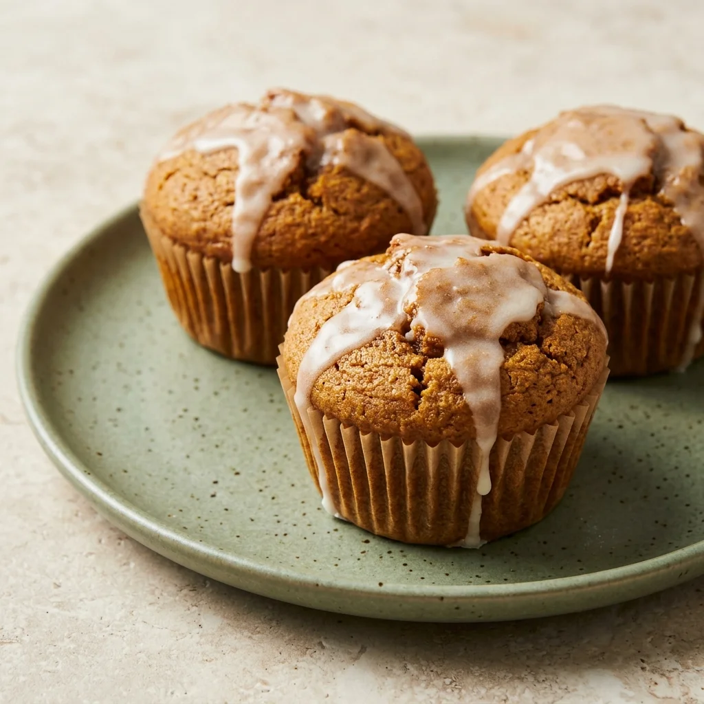 Vegan Pumpkin Muffins with Vanilla Glaze