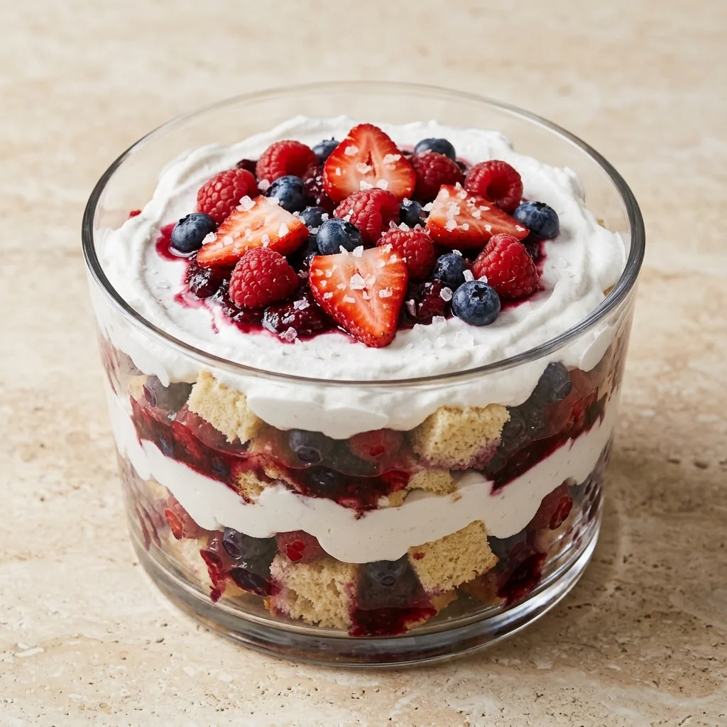 Vegan Berry Trifle with Berry Compote and Sea Salt