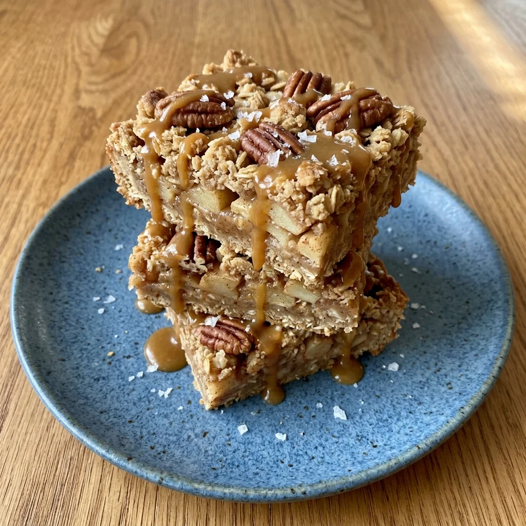 Vegan Caramel Apple Bars with Roasted Pecans and Sea Salt