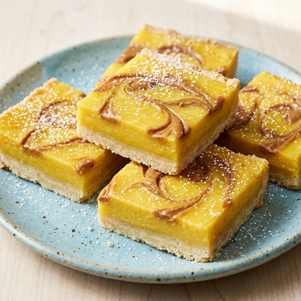 Vegan Lemon Bars with Peanut Butter Ribbon