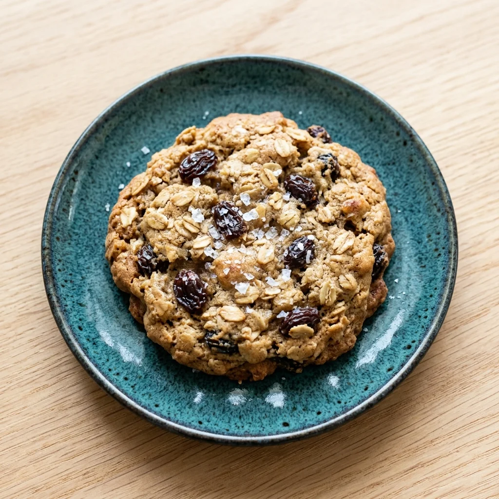Vegan Oatmeal Raisin Cookies with Flaky Sea Salt
