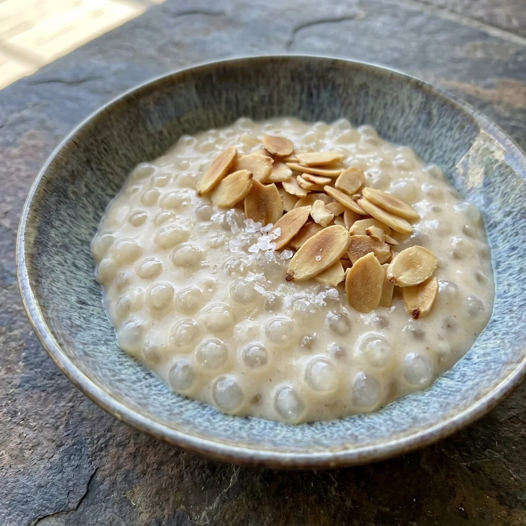 Vegan Tapioca Pudding with Toasted Almonds and Sea Salt