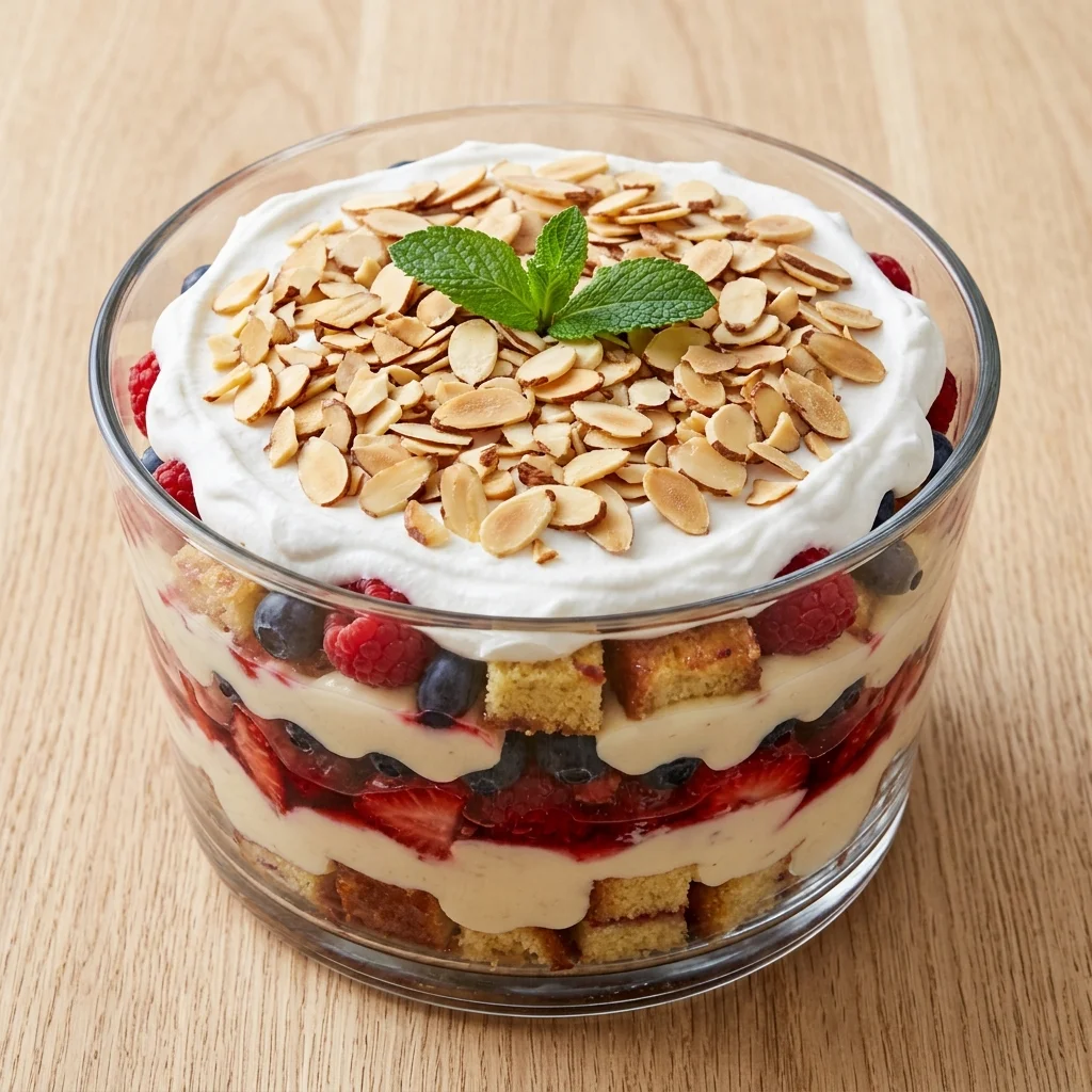 Vegan Toasted Almond Berry Trifle