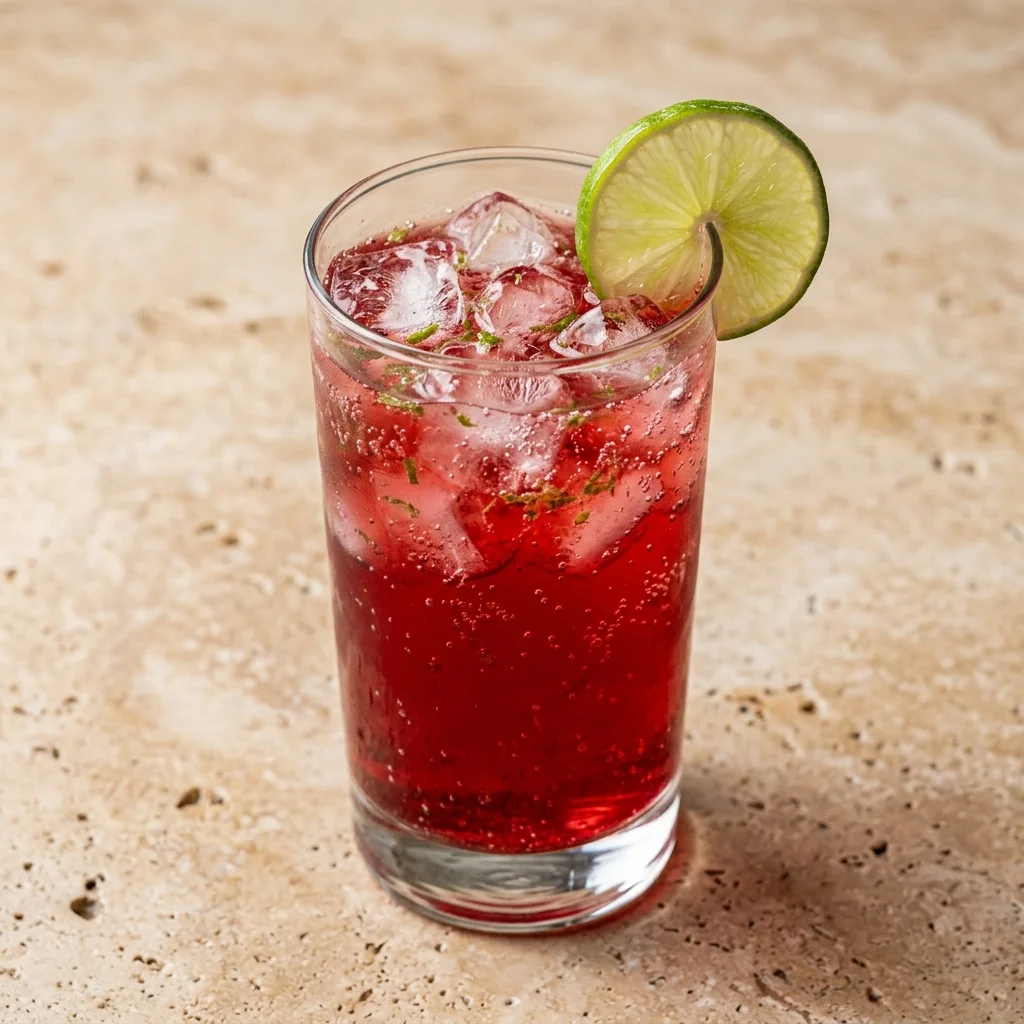 Vegan Cherry Limeade with Lime Zest and Ice
