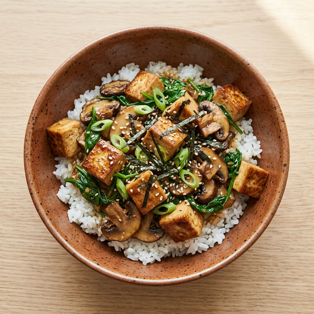 Vegan Mushroom & Tofu Donburi