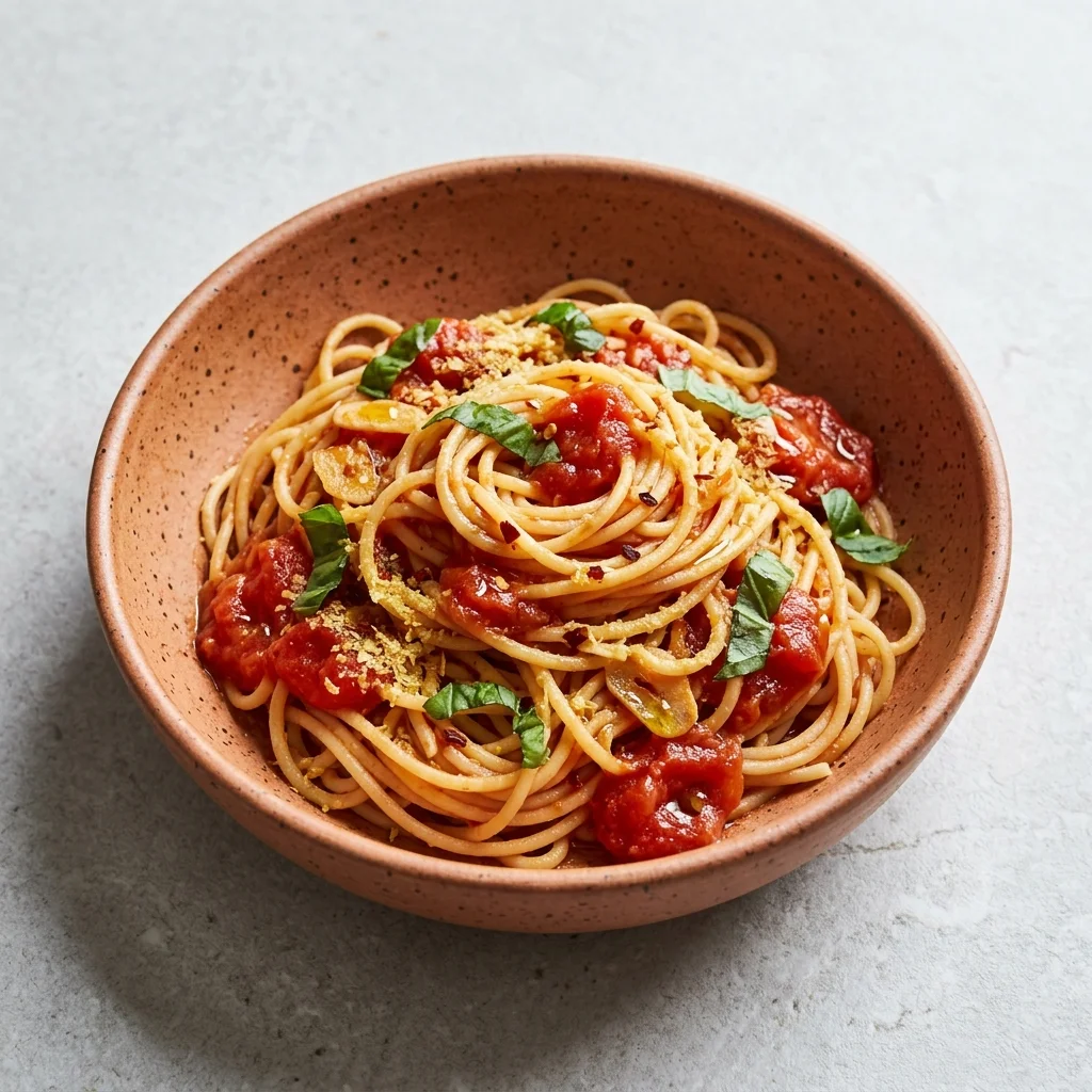 Vegan Cheesy Pasta Pomodoro