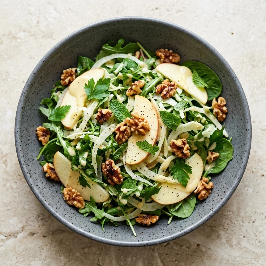 Vegan Apple Walnut Salad with Lemon Tahini Dressing