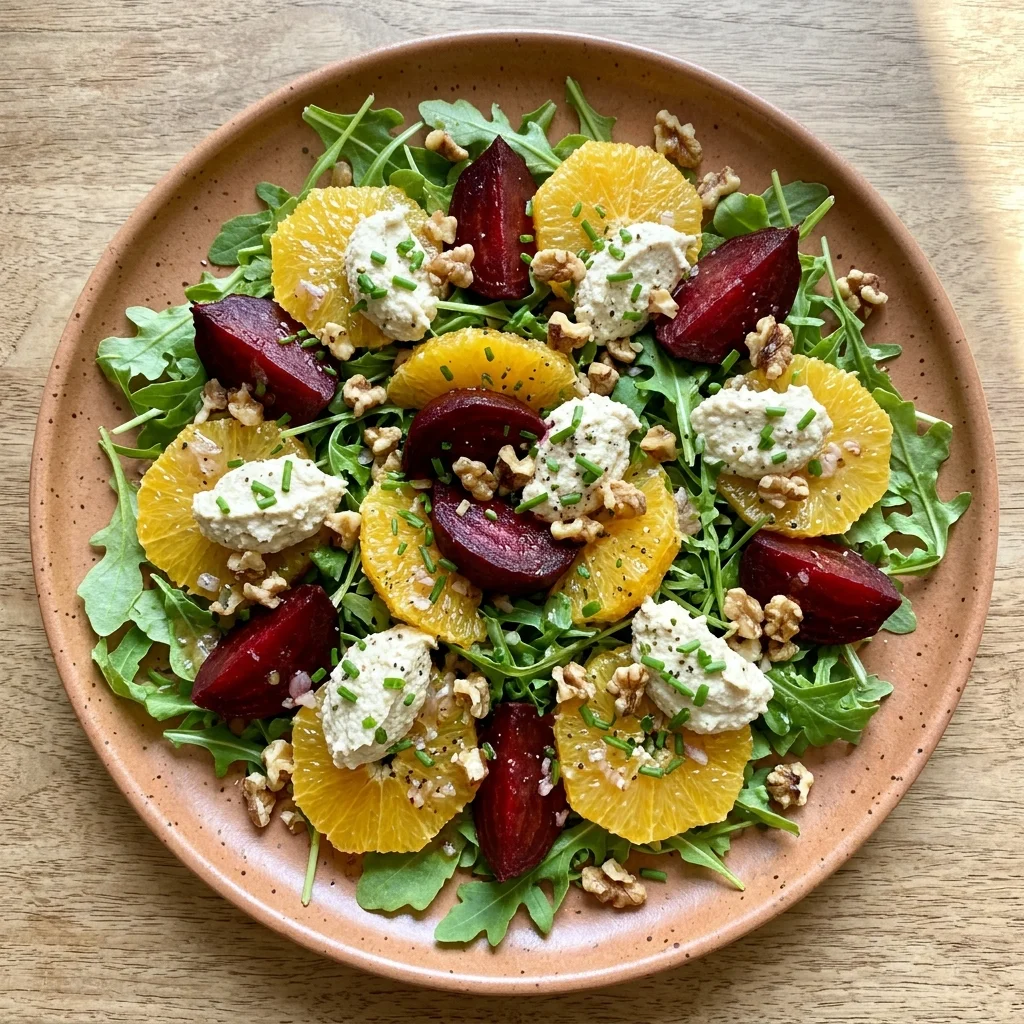 Vegan Roasted Beet and Citrus Salad with Cashew Cheese