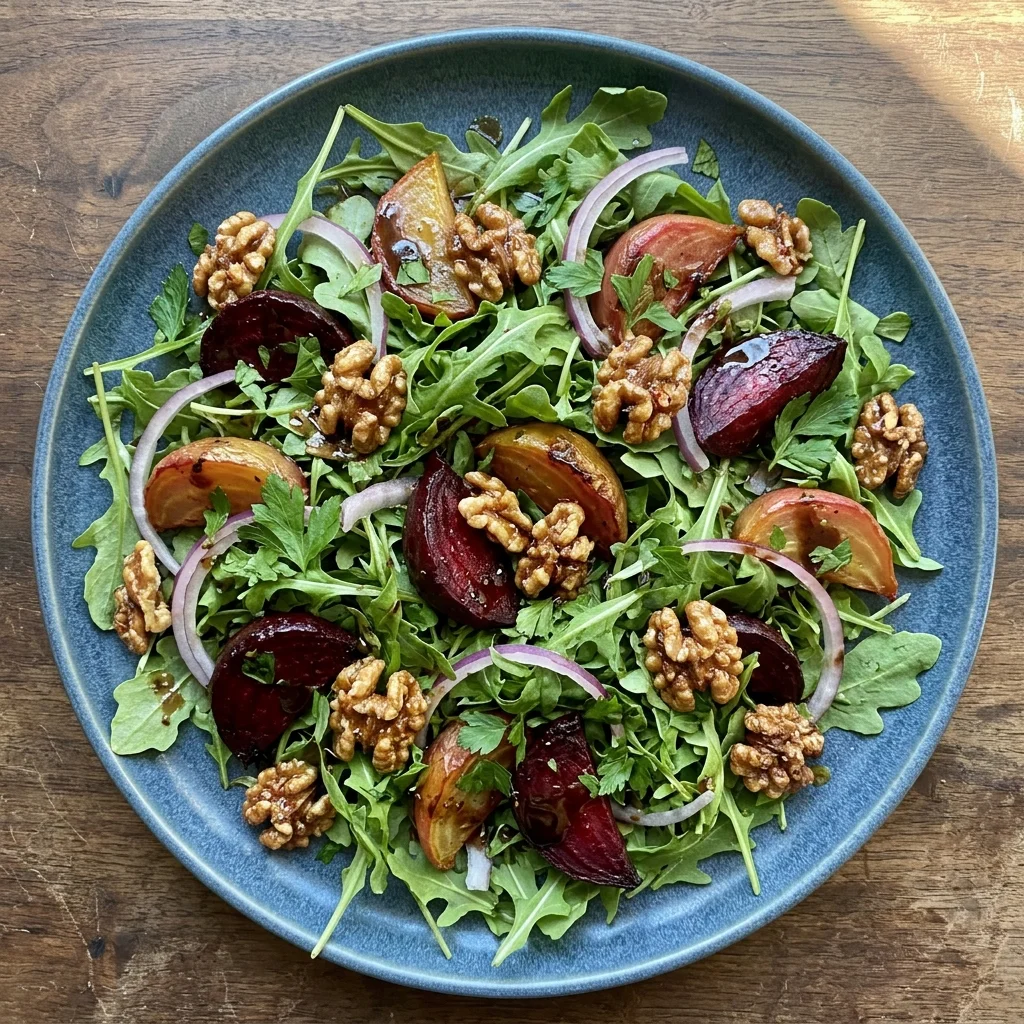 Vegan Roasted Beet Salad with Candied Walnuts