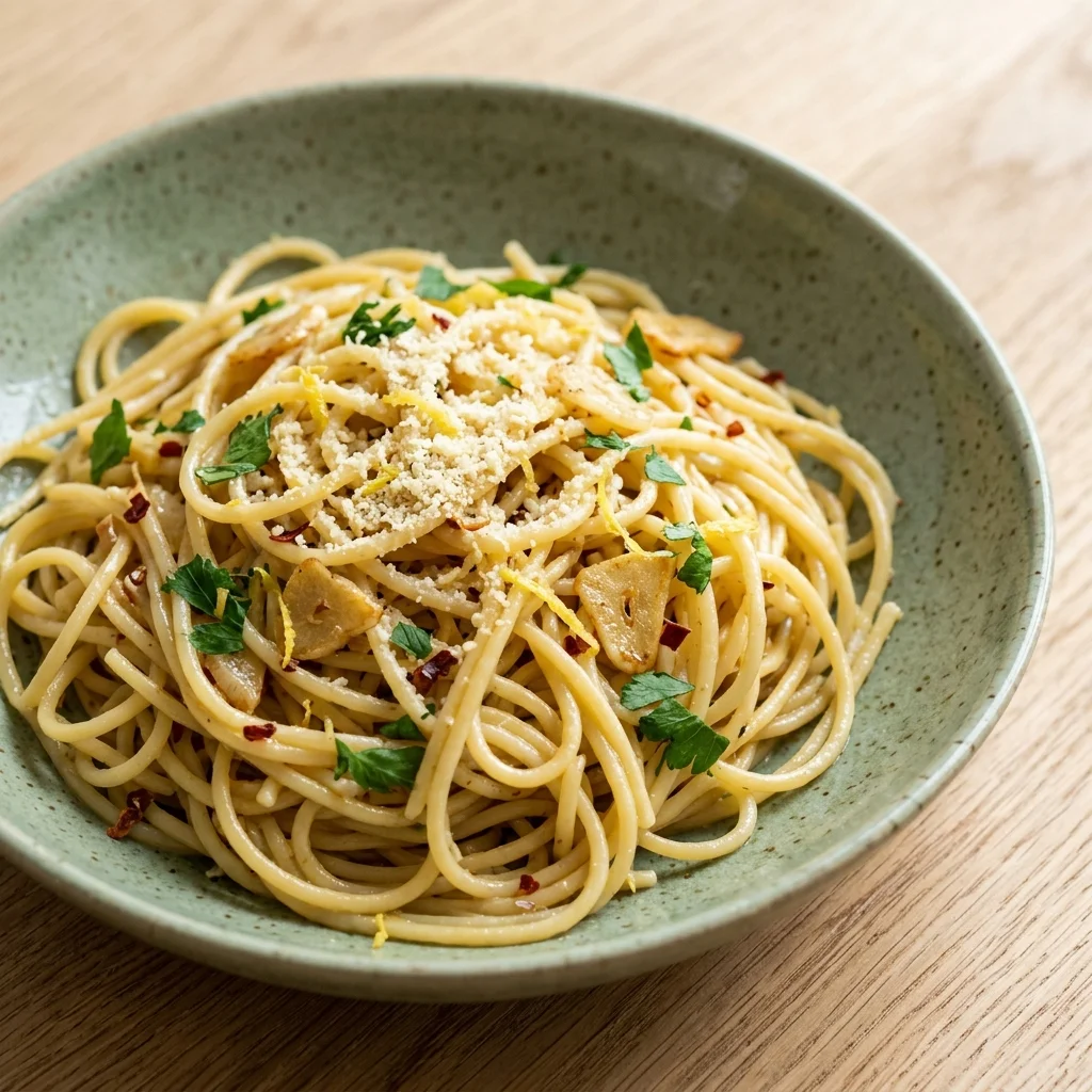 Vegan Garlic Noodles with Lemon Zest