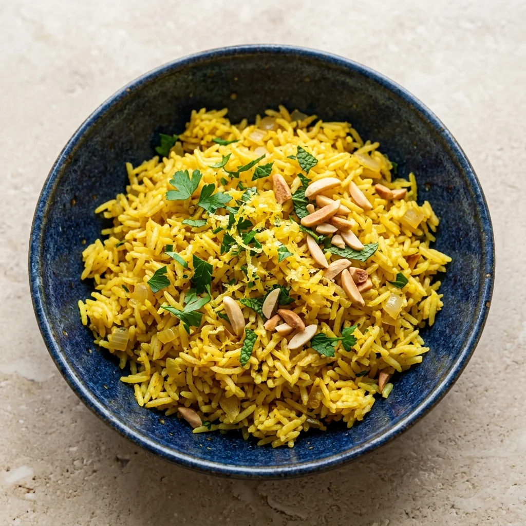Vegan Saffron Rice with Lemon and Herbs