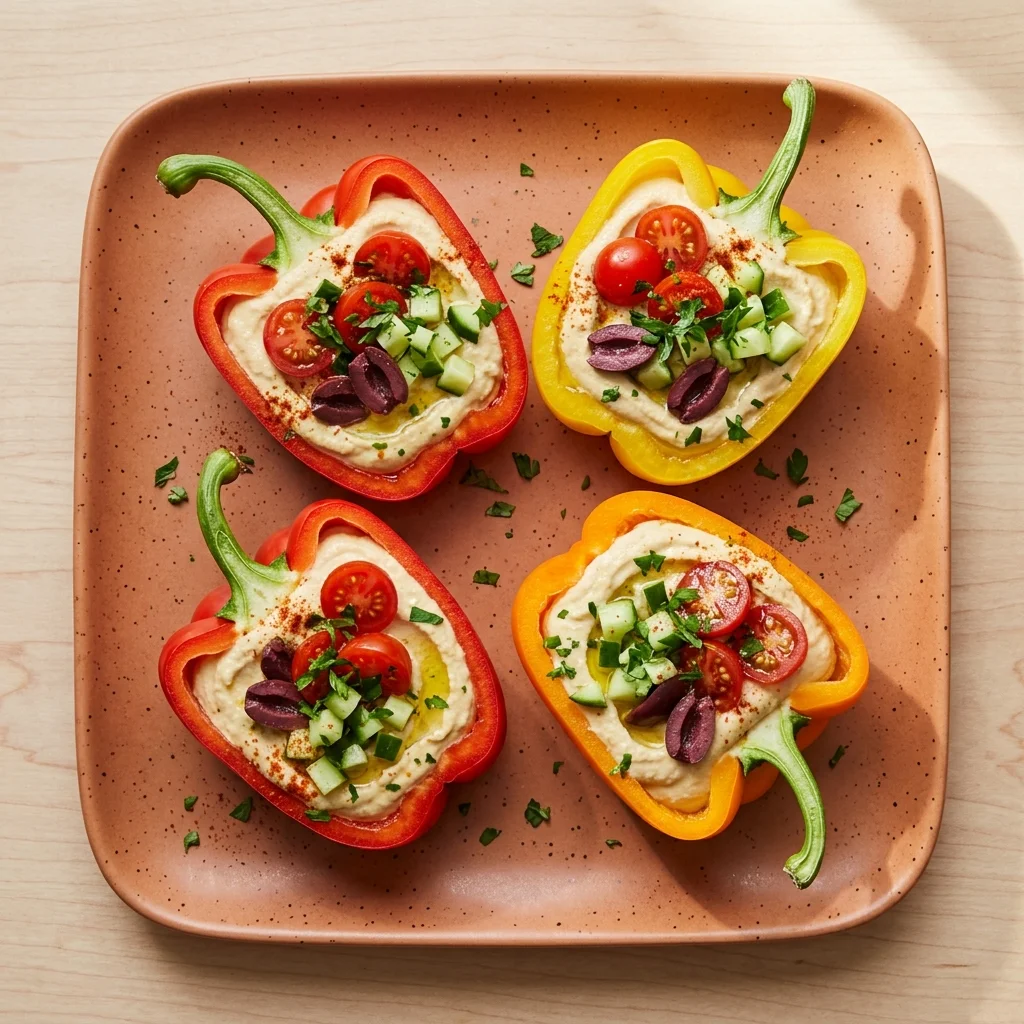 Vegan Bell Pepper Boats with Hummus