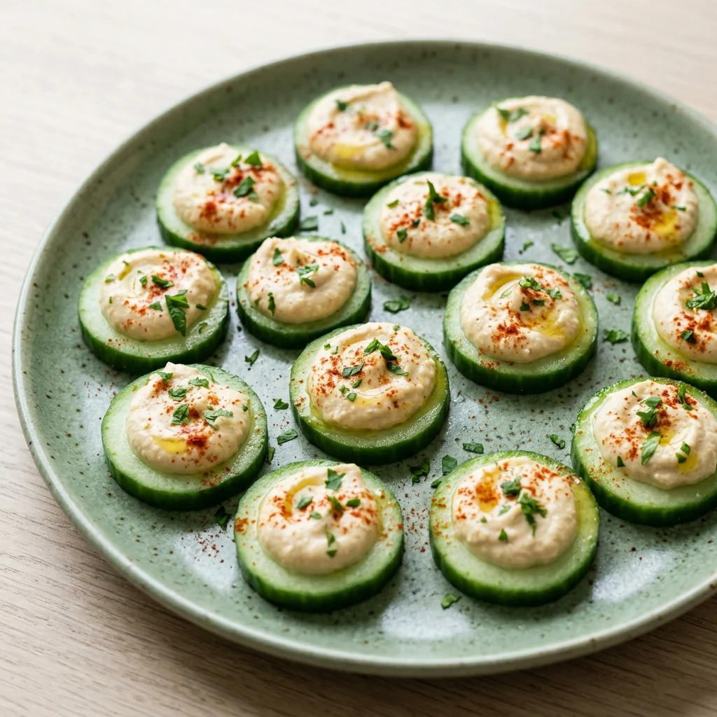 Vegan Cucumber Slices with Hummus