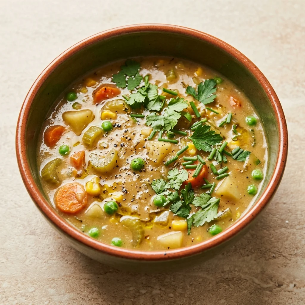Vegan Vegetable Pot Pie Stew with Cilantro and Fresh Herbs