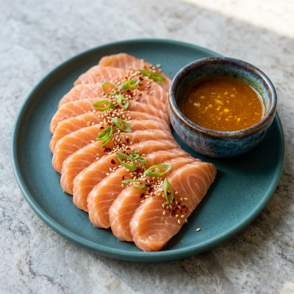 Salmon Sashimi with Ginger-Turmeric Dipping Sauce